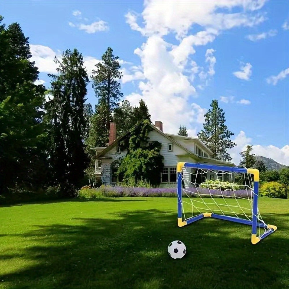 Kids Soccer Goal Set 2 Balls 2 Goals Portable Easy-Assemble Youth Soccer Football Set Indoor Outdoor Backyard Family Game Birthday Christmas Gift Boys Girls Ages 3+
