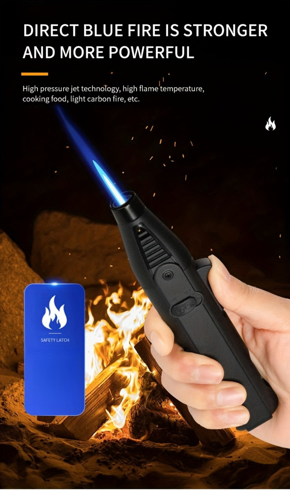 Torch Lighter Set Windproof Jet Flame with Safety Lock & Adjustable Flame - 10/15pcs Long Igniter for Candles, Grill, BBQ & Fireworks | Gift Box | 5 Colors
