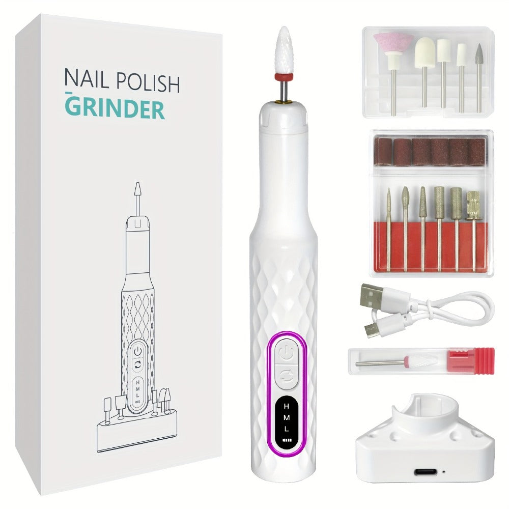 Adjustable Speed Nail Drill Machine 20000RPM with Digital Display — Portable Electric E-File for Acrylic Gel Natural Nails, Professional Nail Sander with Accessory Bits for Home & Salon Manicure Pedicure