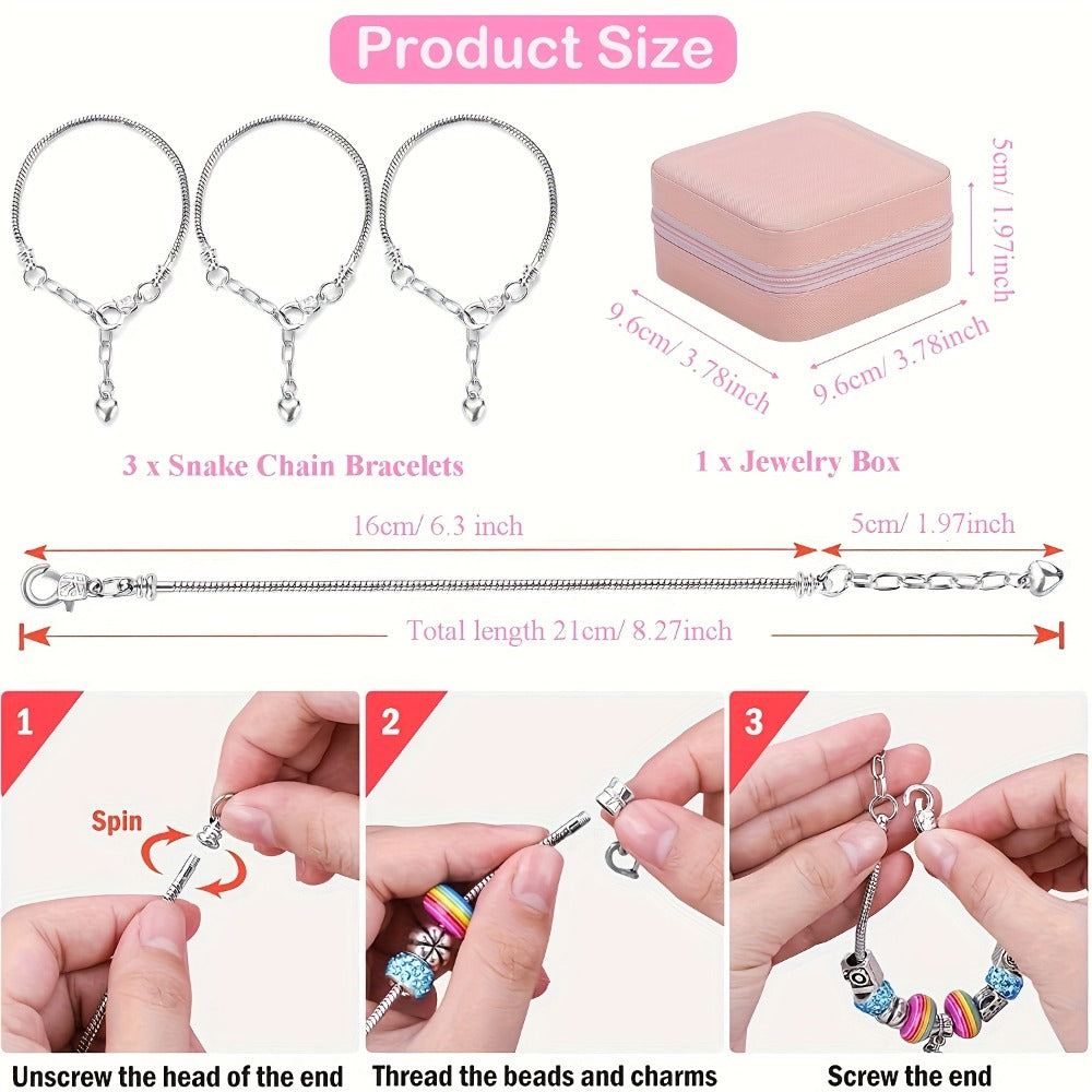 Bracelet Making Kit for Girls & Women – DIY Unicorn Mermaid Jewelry Craft Set with Portable Jewelry Box, Handmade Beaded Bracelet, Birthday Christmas Valentine's Day Graduation Gift