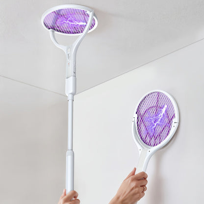 Electric Fly Swatter Racket 4000V – Rechargeable Mosquito Killer Zapper with Auto One-Touch Kill, Detachable Head, USB Type-C Charging, Cordless Bug Zapper for Indoor & Outdoor Use, Pet-Safe Pest Control