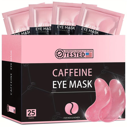 Caffeine Under Eye Patches 25 Pairs – Collagen Gold Eye Mask Reduces Dark Circles Puffiness Eye Bags Fine Lines Anti-Wrinkle Hydrogel Hydrating All Skin Types Spa Skincare Gift 20 Min