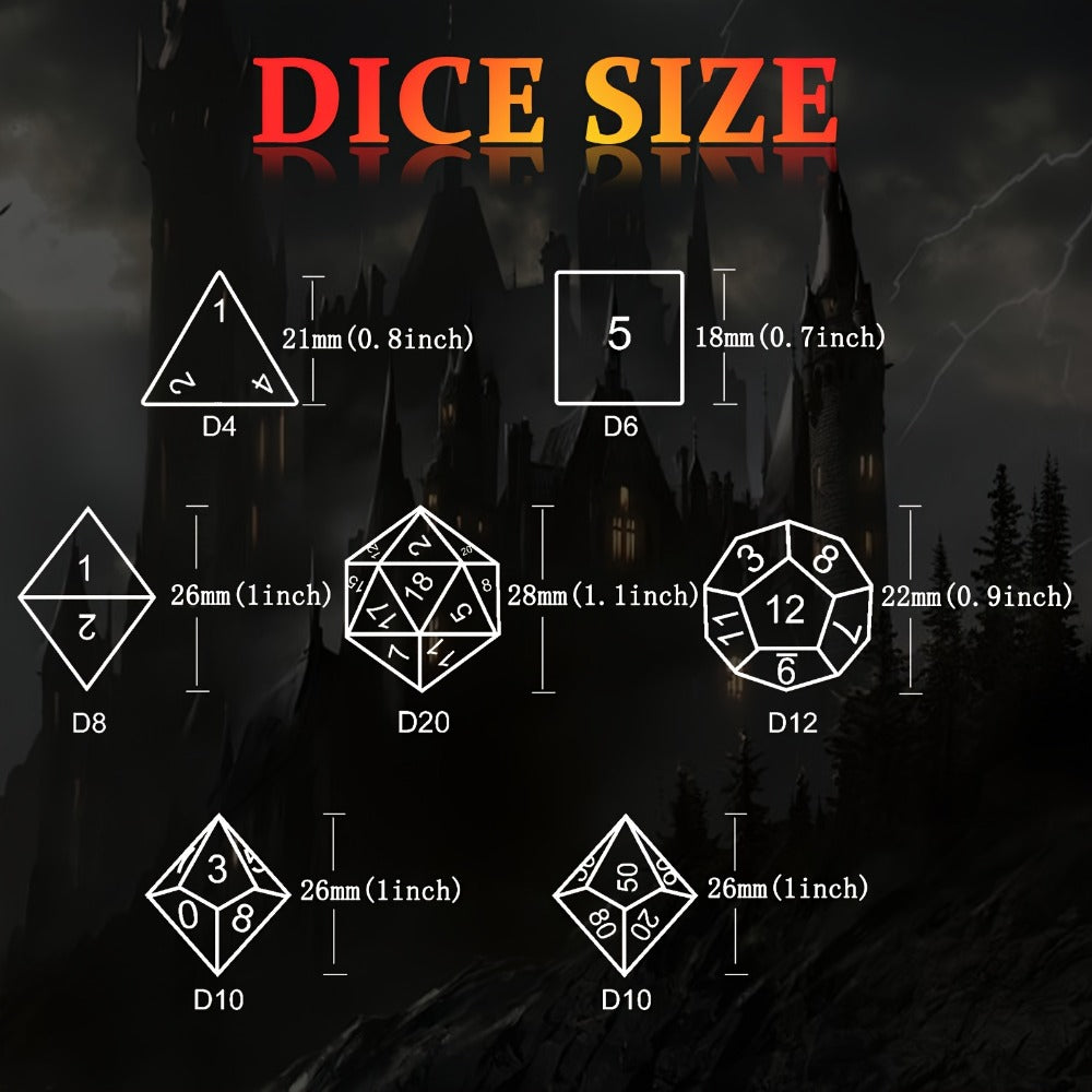 Metal Skull Dice Set 7pcs Glow in the Dark – Hollow UV Fluorescent Polyhedral DnD RPG Dice for Dungeon Masters, Skeleton Design Blue, Tabletop Gamer Gift Halloween Christmas Birthday