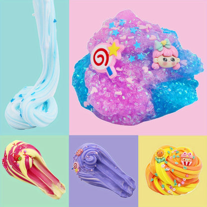 Slime Kit for Girls Boys 12 Cups – Fruit Color Fluffy Slime Making Set with Bull Glue & Mixed Mud, DIY Soft Slime Party Favor Kit, Creative Sensory Toy Gift for Kids Ages 6+