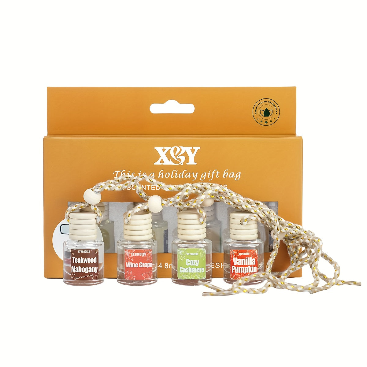 XY PROCESS Four-Bottle Gift Set: Car Air Freshener, Hanging Diffuser, Adorable Car Accessory, And 60 Days of Lasting Fragrance. The Perfect Gift for Friends And Family During Holiday Gatherings. Choose XY PROCESS to Elevate Your Driving Experience!
