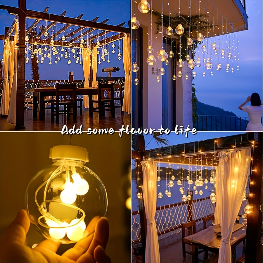 118.11" Wishing Ball String Lights with Remote Control, 2025 New Model, 8 Lighting Modes, 108 Leds, 12 Wishing Balls, Wall-Mounted, Plastic, for Home Gatherings, Party, Indoor Holiday Decorations, Car Additions, Room Decor, Mother'S Day Gifts