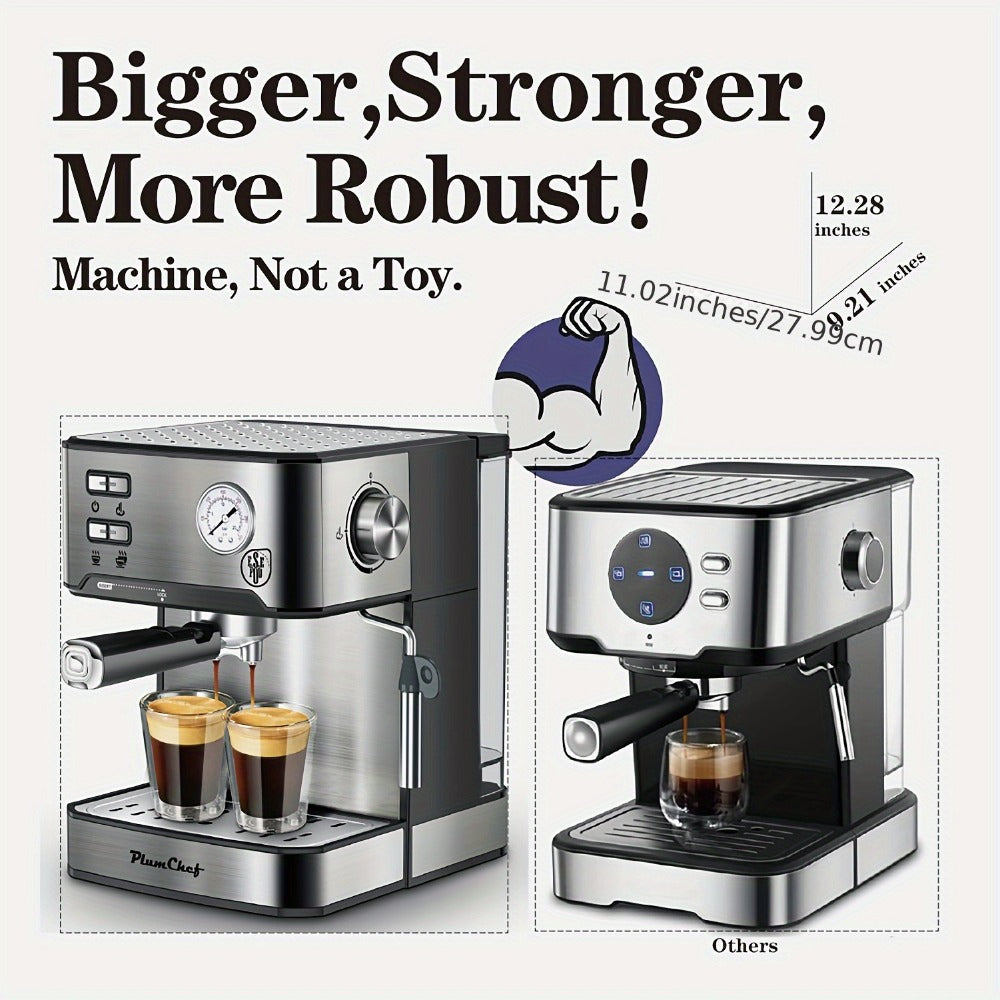 20 Bar Espresso Machine 950W – Stainless Steel Espresso & Cappuccino Latte Maker with Steam Wand Milk Frother, 49.03oz Water Tank, ESE Pod Filter, Home Barista Coffee Machine – Black, Pressure Gauge