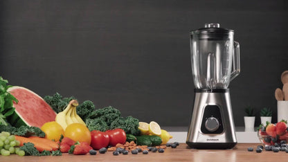 Countertop Blender 52oz Glass Jar & 22oz Portable Cup - 3-Speed Smoothie Juicer for Kitchen, Frozen Fruit, Milkshakes, Baby Food, Sauces & Fruit Purees, Powerful Home Blender Silver
