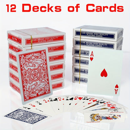 Premium Playing Cards Bulk Pack 6/12/24 Decks – Standard Index 2.5x3.5 Inch Durable Coated Cardstock, Blue & Red Decks for Poker Euchre Canasta Family Game Night Parties & Gifts