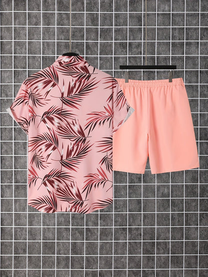 Men's Shirt and Shorts Set - Resort Print Summer Classic Edition
