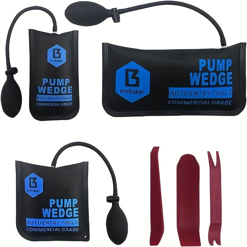 Car Air Wedge Pump Bag 3-Pack – Blue Auto Body Restoration Airbag Tool for Door Panel Opening, Lock Picking & Dent Repair | No Battery Required