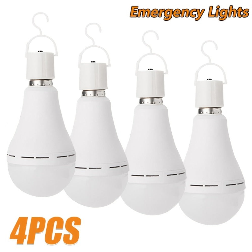 Rechargeable Emergency LED Bulb IP54 Waterproof 2000mAh 60W Equivalent 6000K with Hook – E27 E26 Universal Base Wireless Portable Auto-On for Home Office Camping Outdoor Power Outage, 4 8 10 12 Pack