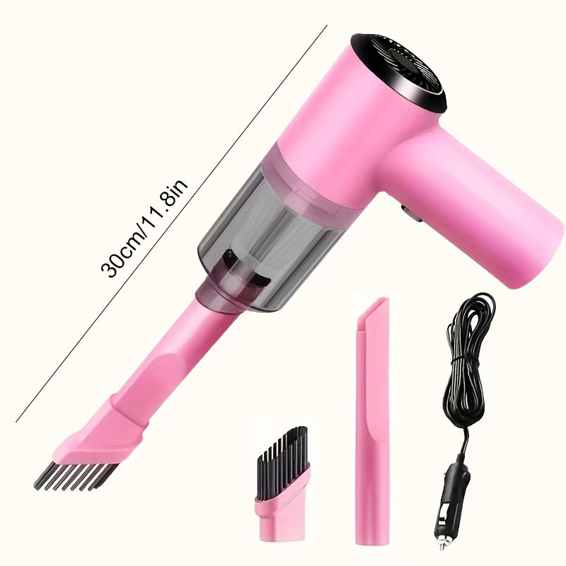 Stylish Pink Car Vacuum Cleaner, Equipped with a 12V Power Supply Output. Easily Cleans Your Beloved Car, Very Suitable for Women, And Makes an Excellent Choice for Your Beloved Vehicle, Without Battery