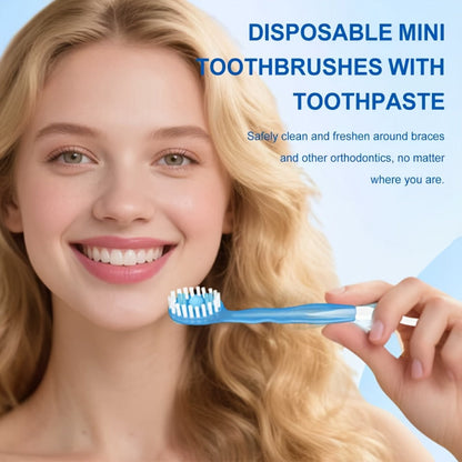 Travel Disposable Toothbrush 5-in-1 — Pre-Applied Mint Toothpaste, Floss, Pick & Tongue Scraper, Soft Nylon Bristles, No Water Needed, Portable Oral Care Kit, 24 or 40 Pack