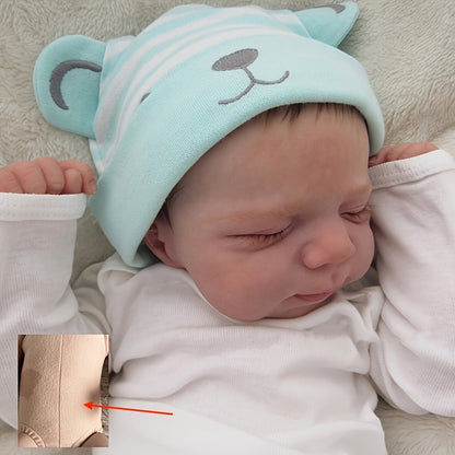Sleeping Reborn Baby Doll 19 Inch Soft Vinyl Body 3D Hand-Painted Skin Visible Veins Closed Eyes Lifelike Newborn Girl with Clothes Pacifier Bottle – Realistic Bath Doll Gift for Kids Girls Birthday Christmas