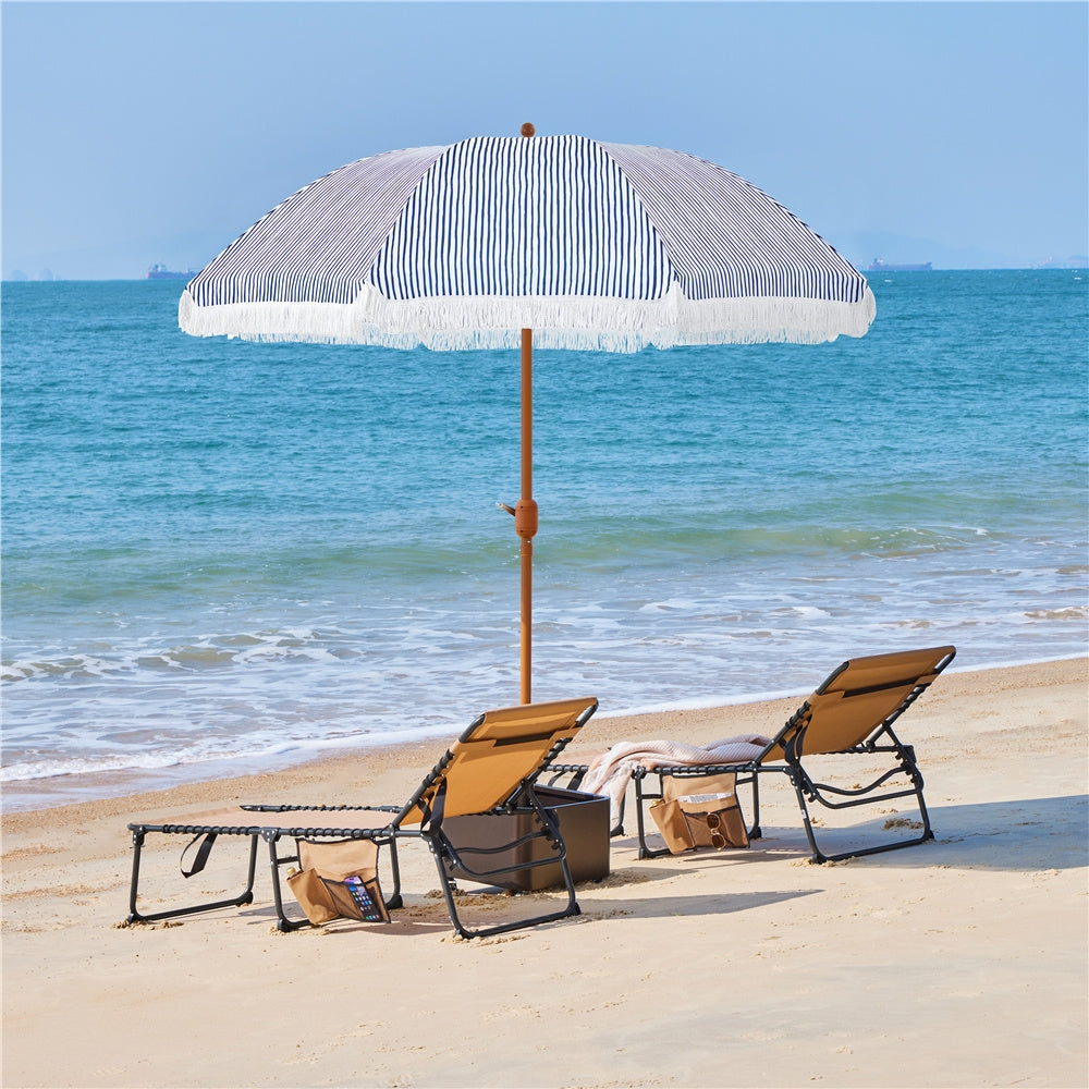 Patio Umbrella shown in the Blue/White, 9ft option