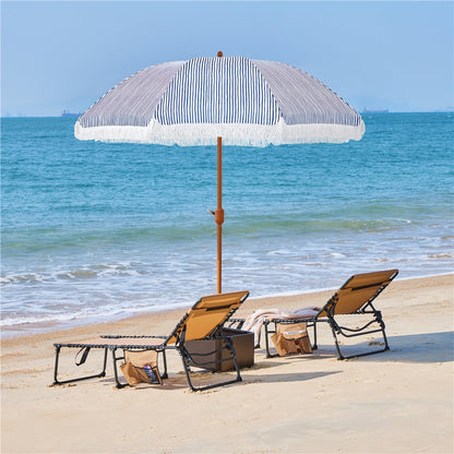Patio Umbrella shown in the Blue/White, 9ft option