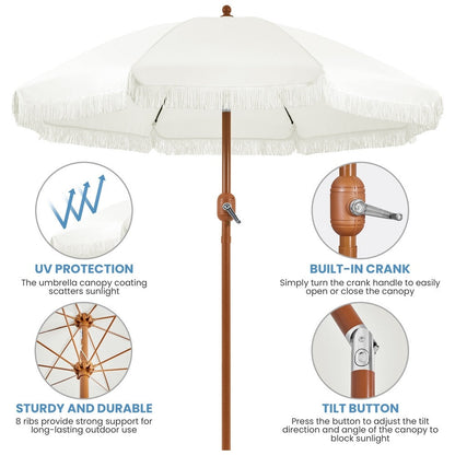 7.5-Foot Patio Umbrella, Backyard Sun Shade for Outdoor Shade and Protection detail image - detail view 14