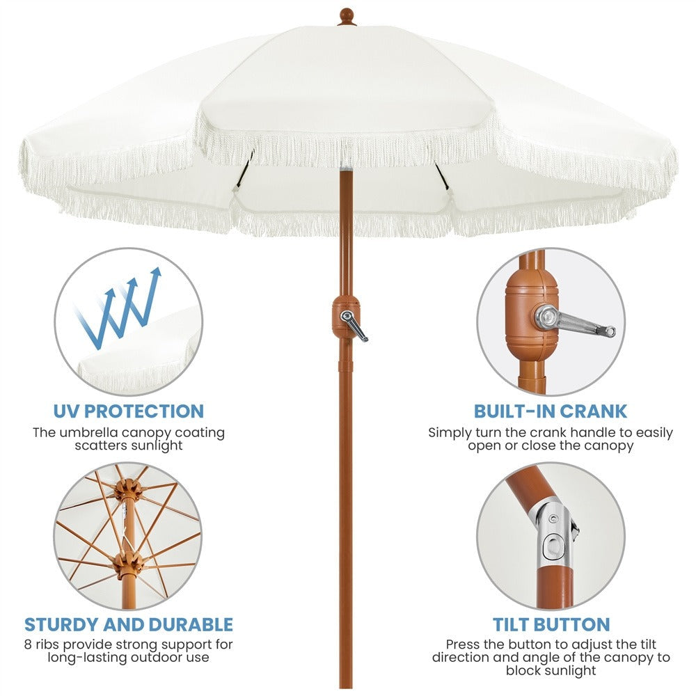 7.5-Foot Patio Umbrella, Backyard Sun Shade for Outdoor Shade and Protection detail image