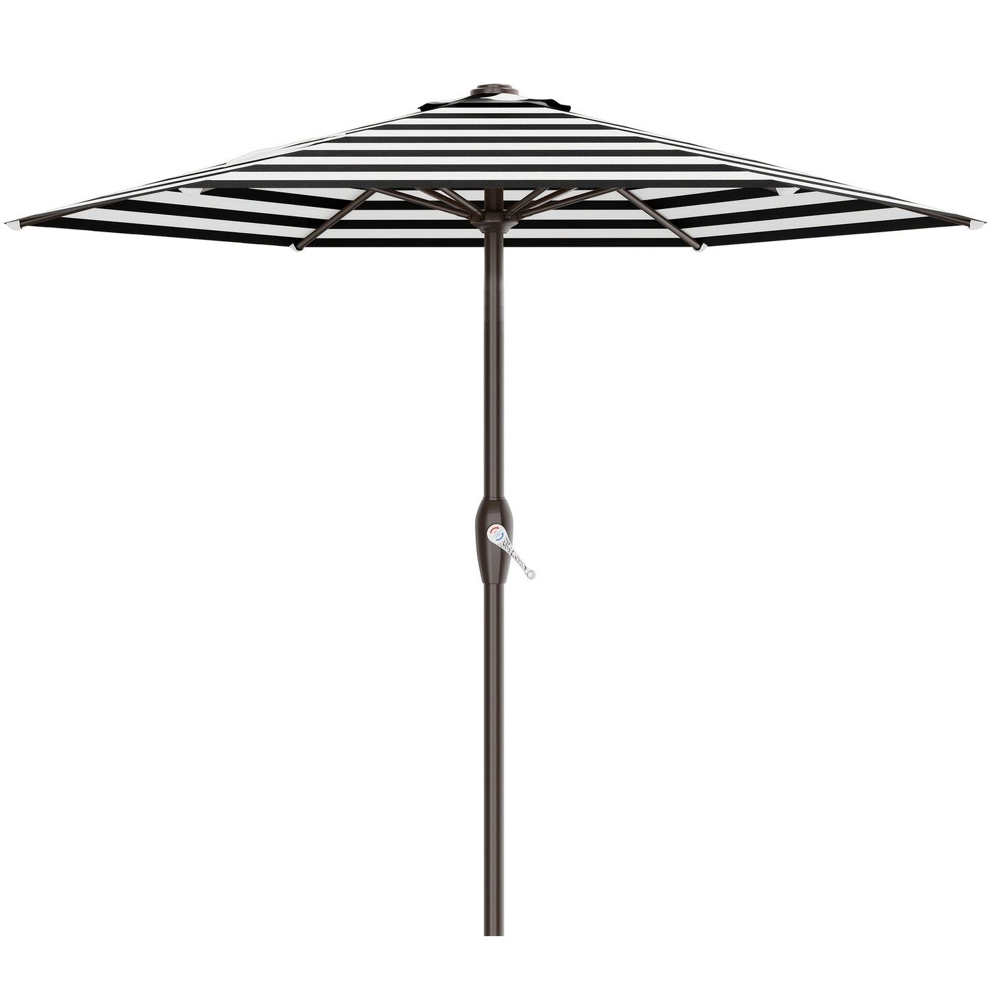 Patio Umbrella shown in the Black & White Striped, 7.5FT option
