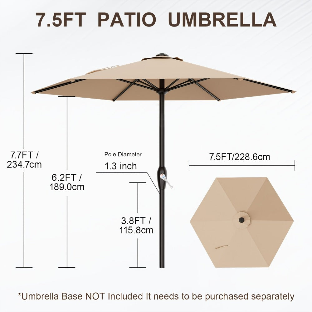 7.5-Foot Patio Umbrella with Easy Crank for Outdoor Shade and Protection detail image - detail view 4