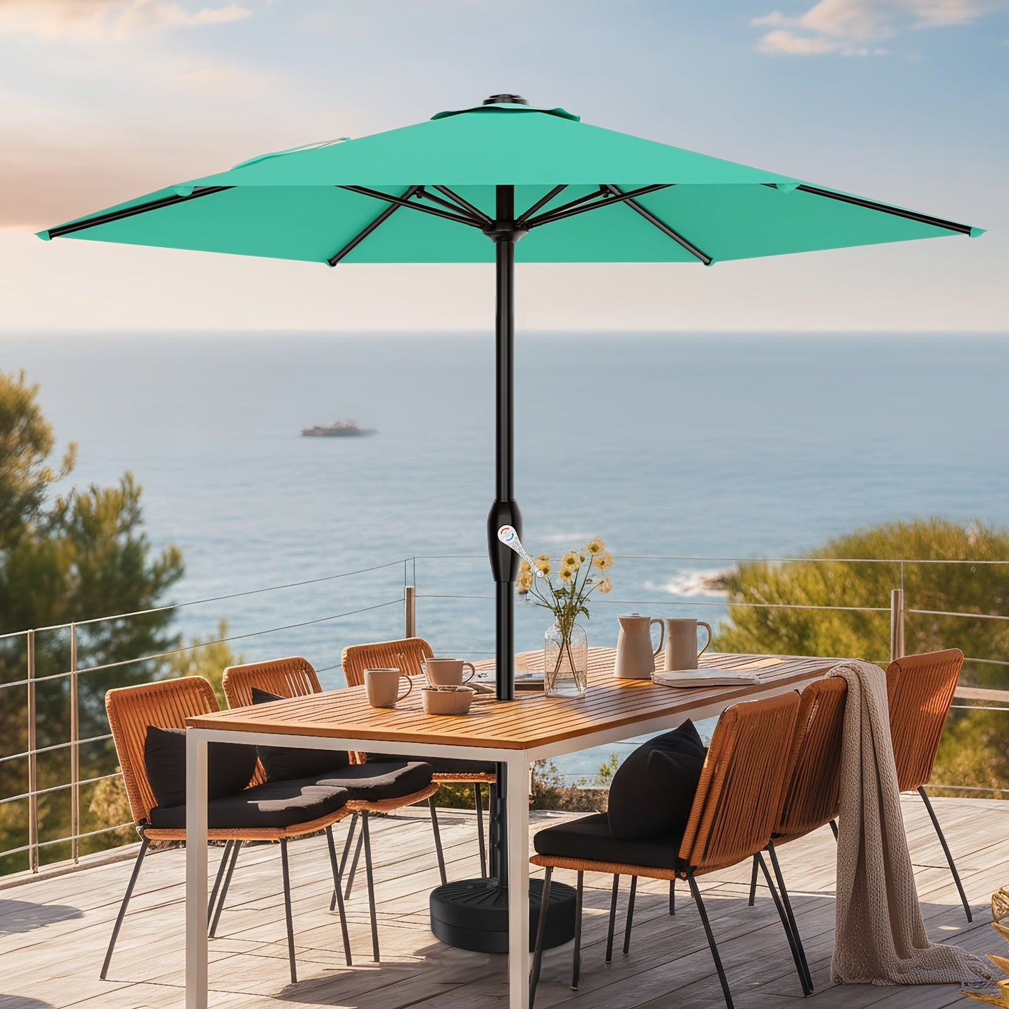 Patio Umbrella shown in the Cerulean option