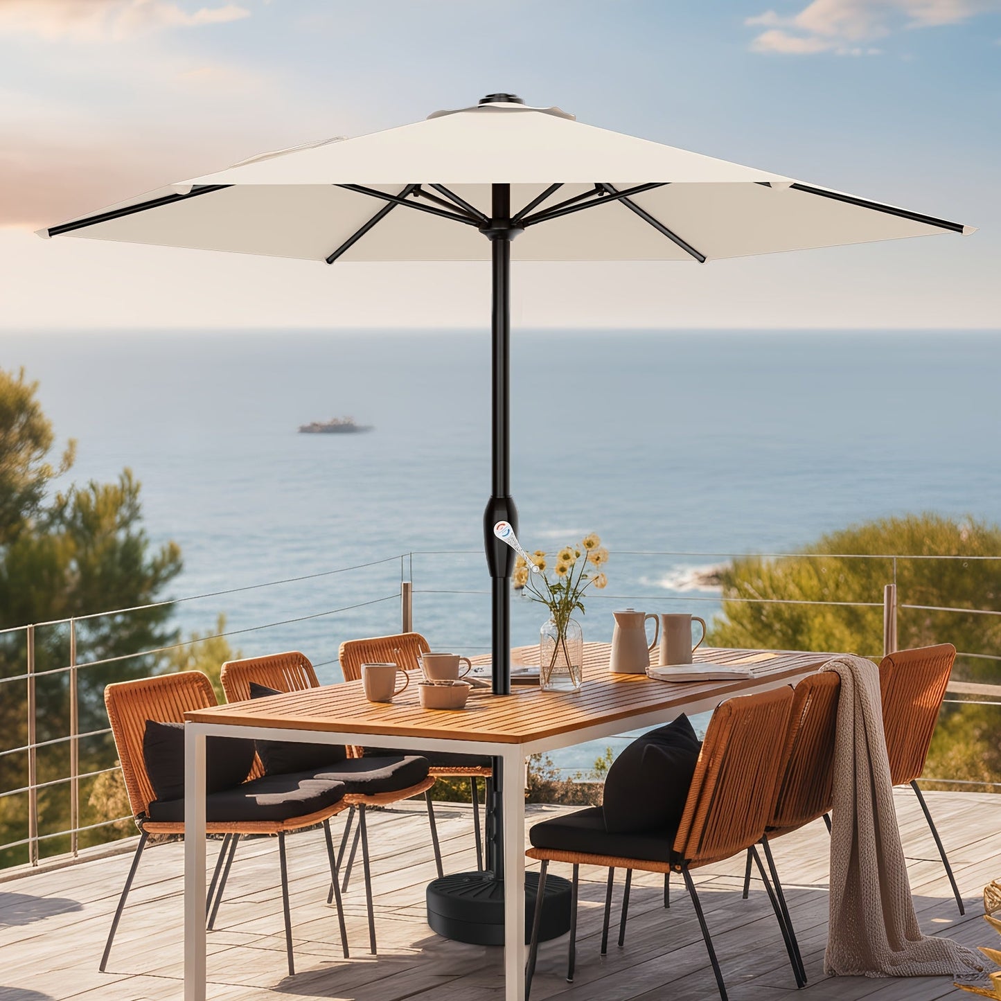 Patio Umbrella shown in the Cream White option
