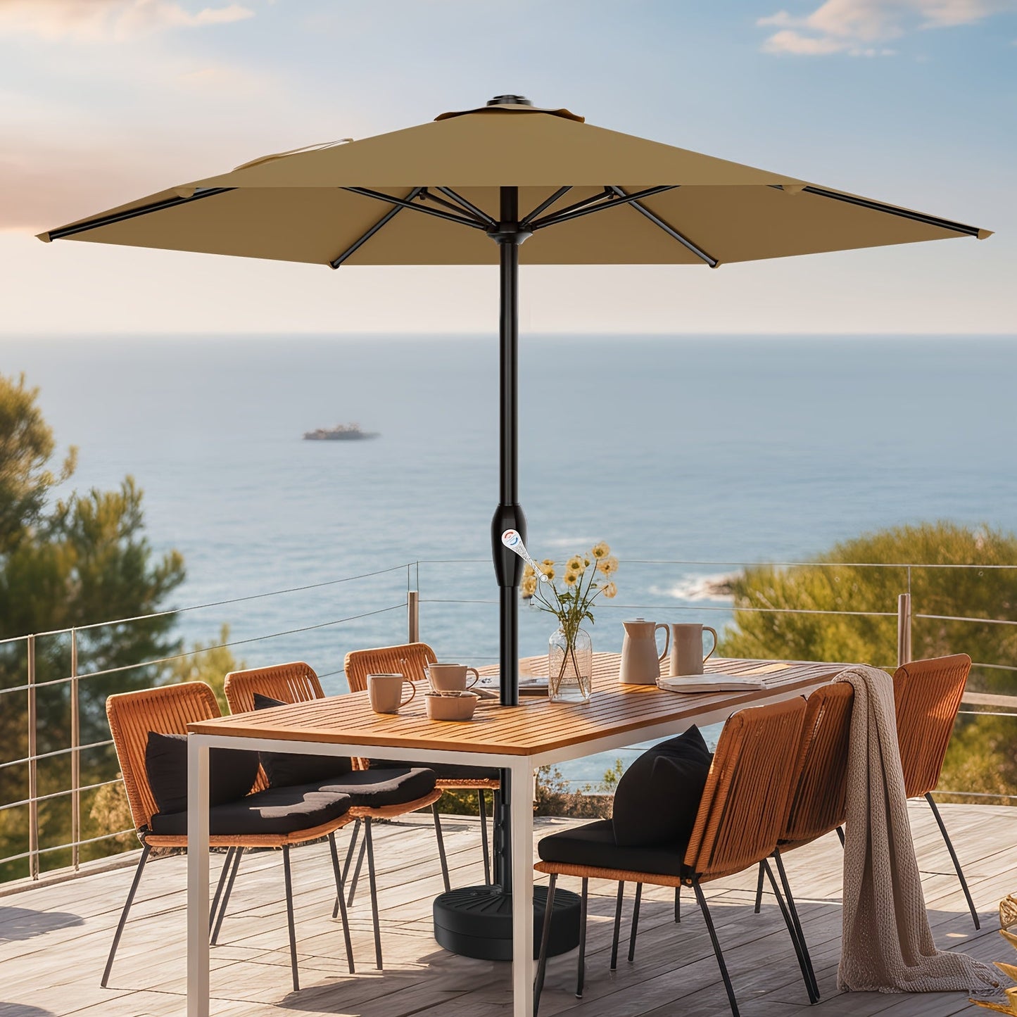 Patio Umbrella shown in the Khaki option