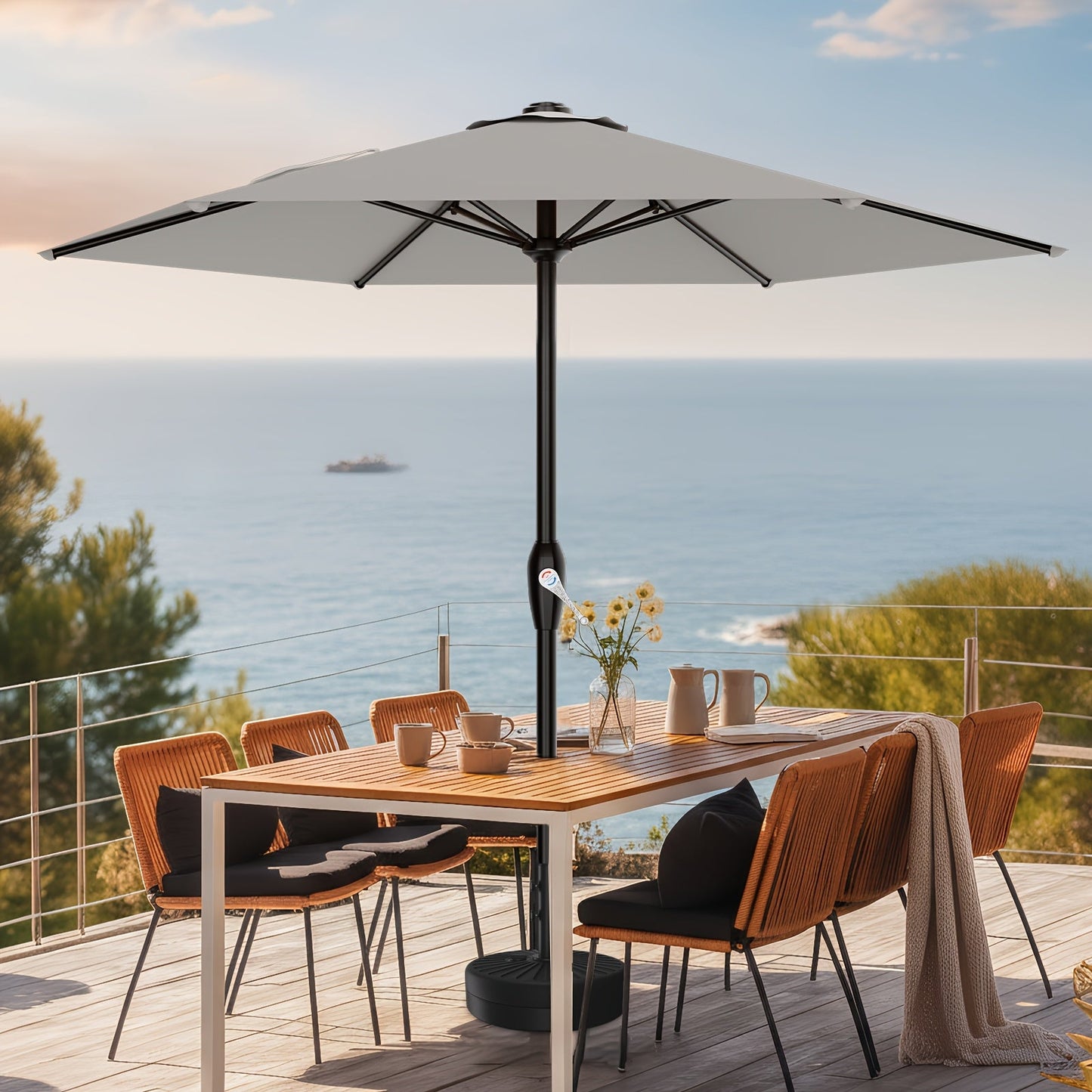 Patio Umbrella shown in the Light Grey option