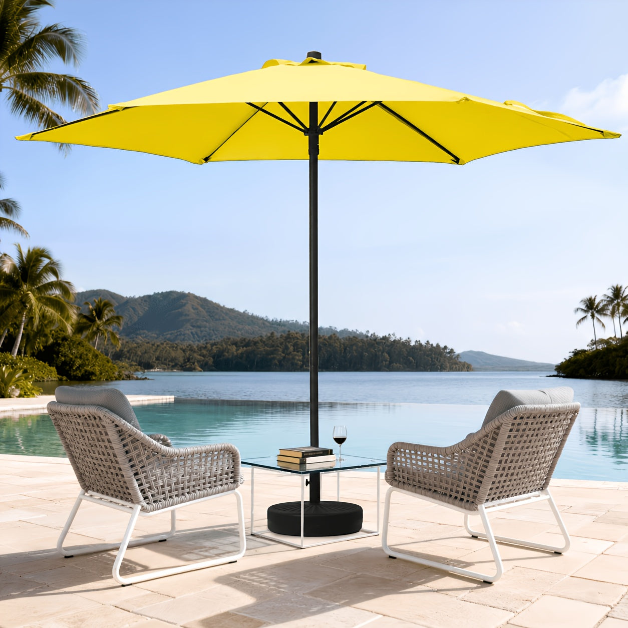 Patio Umbrella shown in the Yellow option