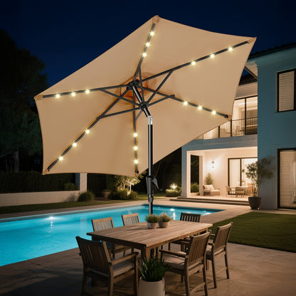Patio Umbrella shown in the Beige Patio Umbrella (No Base) option