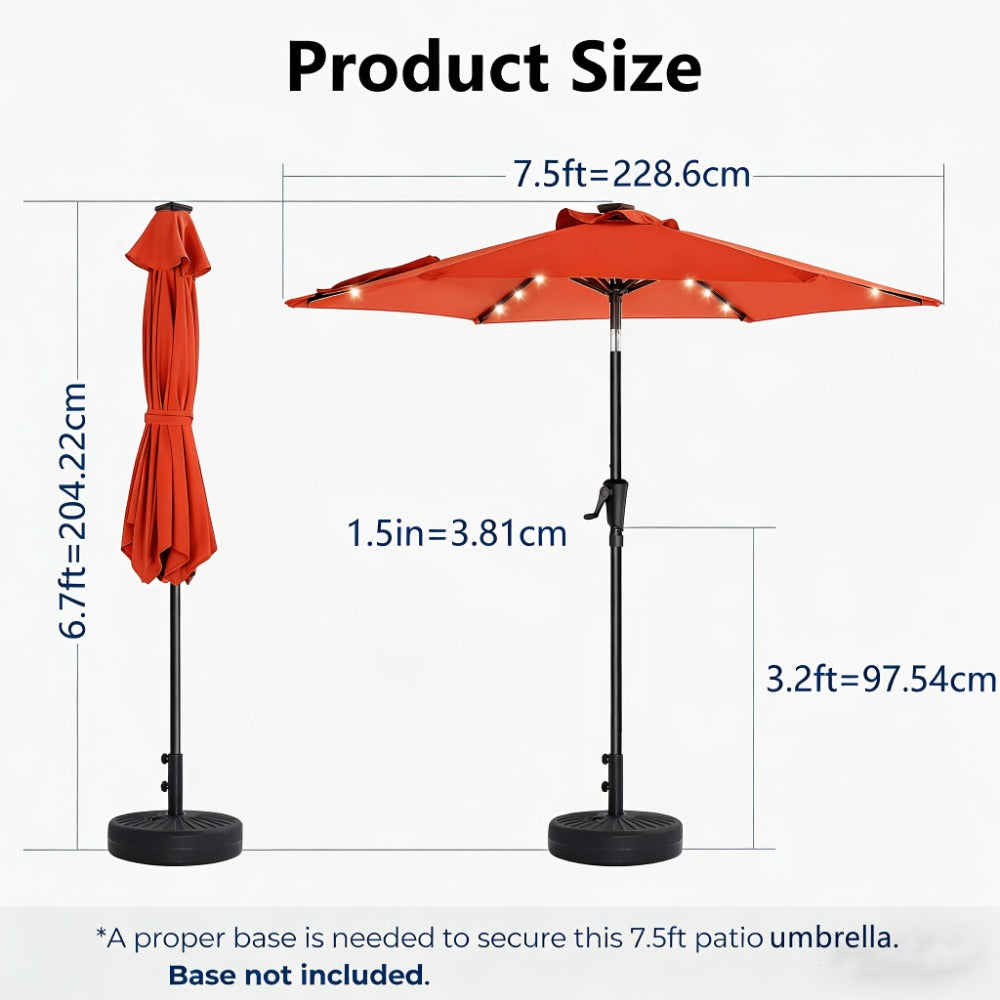 7.5-Foot Solar LED Patio Umbrella with UV Protection for Outdoor Shade and Protection detail image - detail view 4