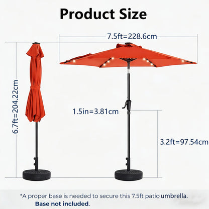 7.5-Foot Solar LED Patio Umbrella with UV Protection for Outdoor Shade and Protection detail image - detail view 4