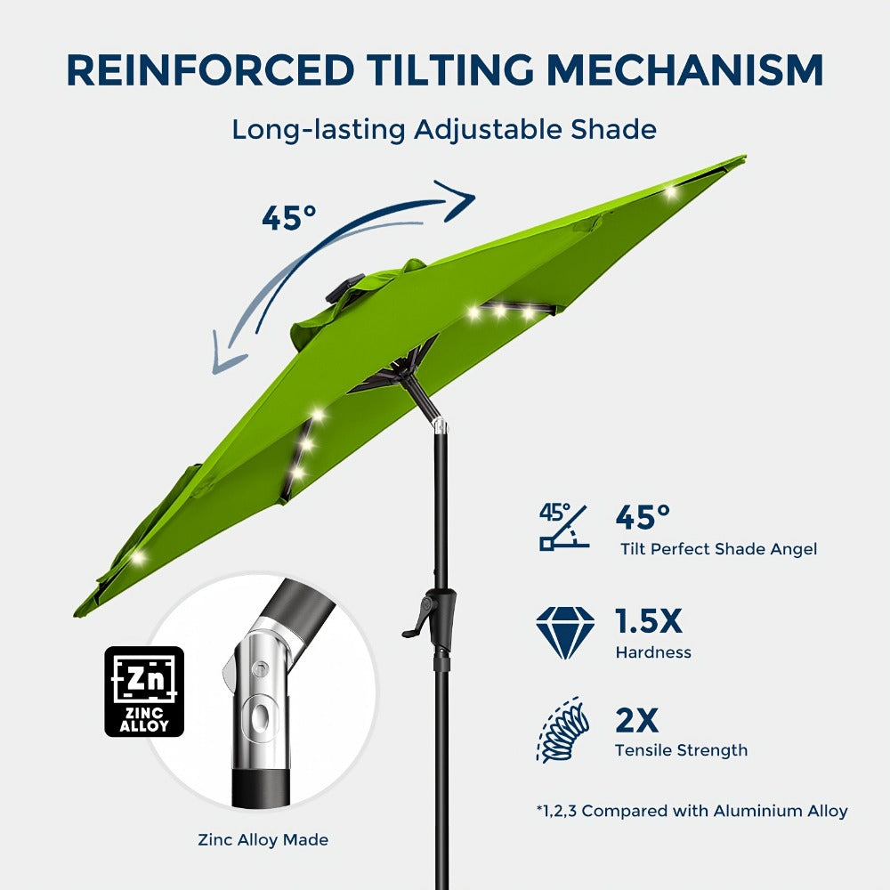 7.5-Foot Solar LED Patio Umbrella with UV Protection for Outdoor Shade and Protection detail image - detail view 9