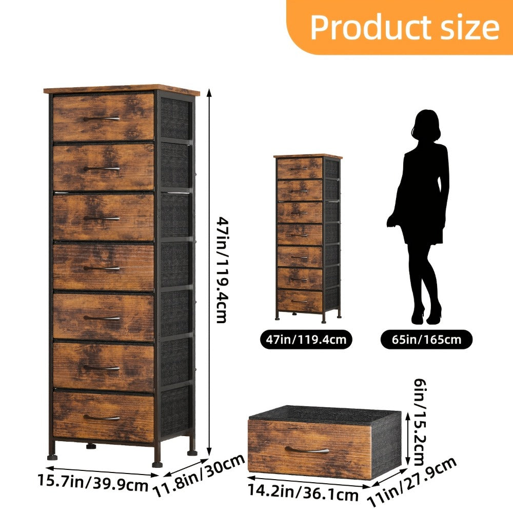 7-Drawer Tall Dresser, Bedroom Drawer Chest for Organized Everyday Storage detail image - detail view 4