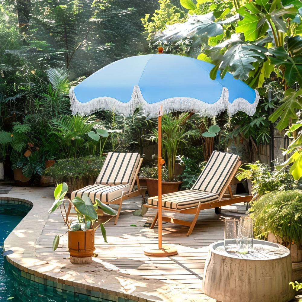 7-Foot Outdoor Umbrella with Carry Bag and UV Protection for Patio detail image - detail view 14