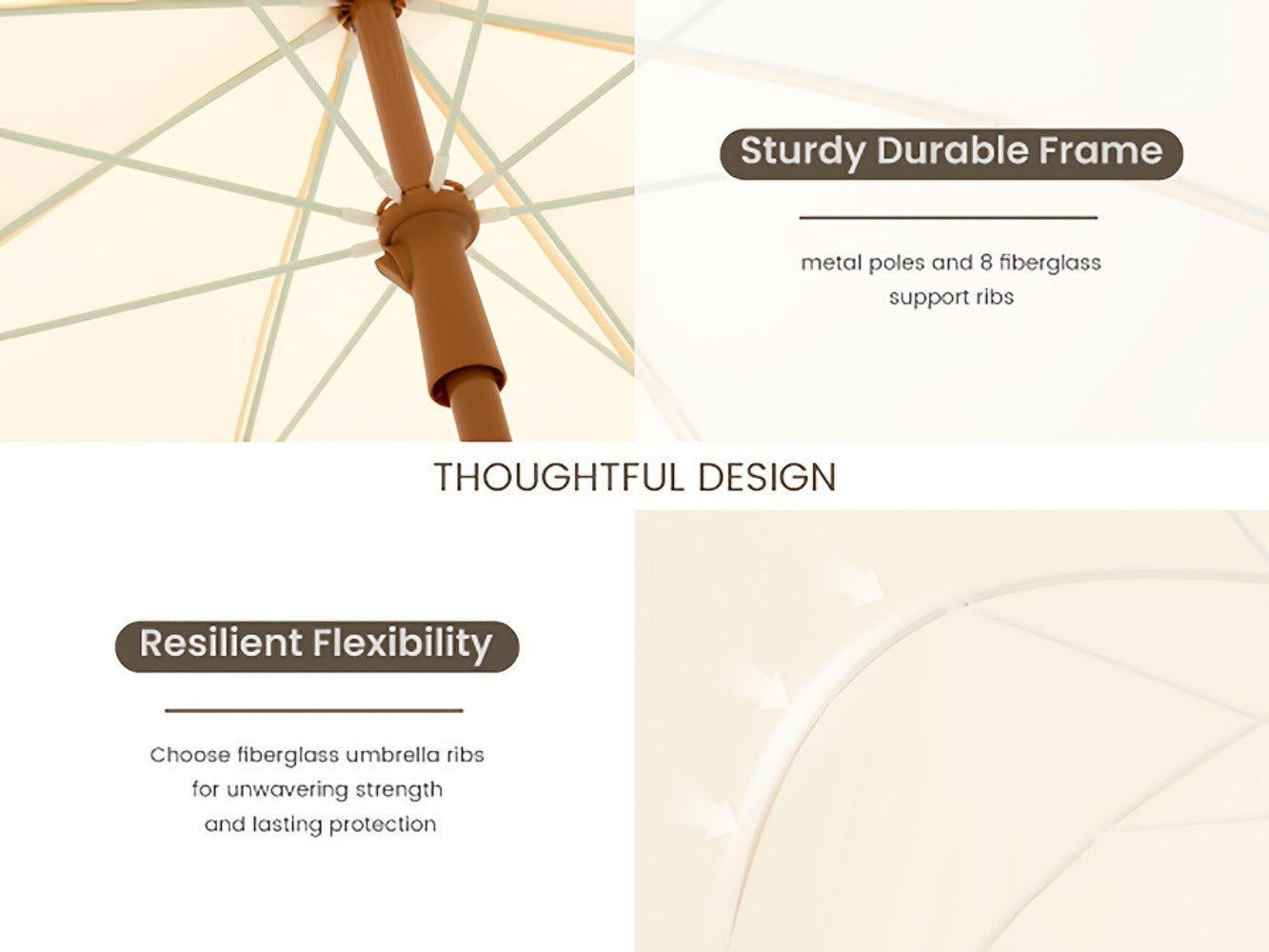 7-Foot Outdoor Umbrella with Carry Bag and UV Protection for Patio detail image - detail view 18
