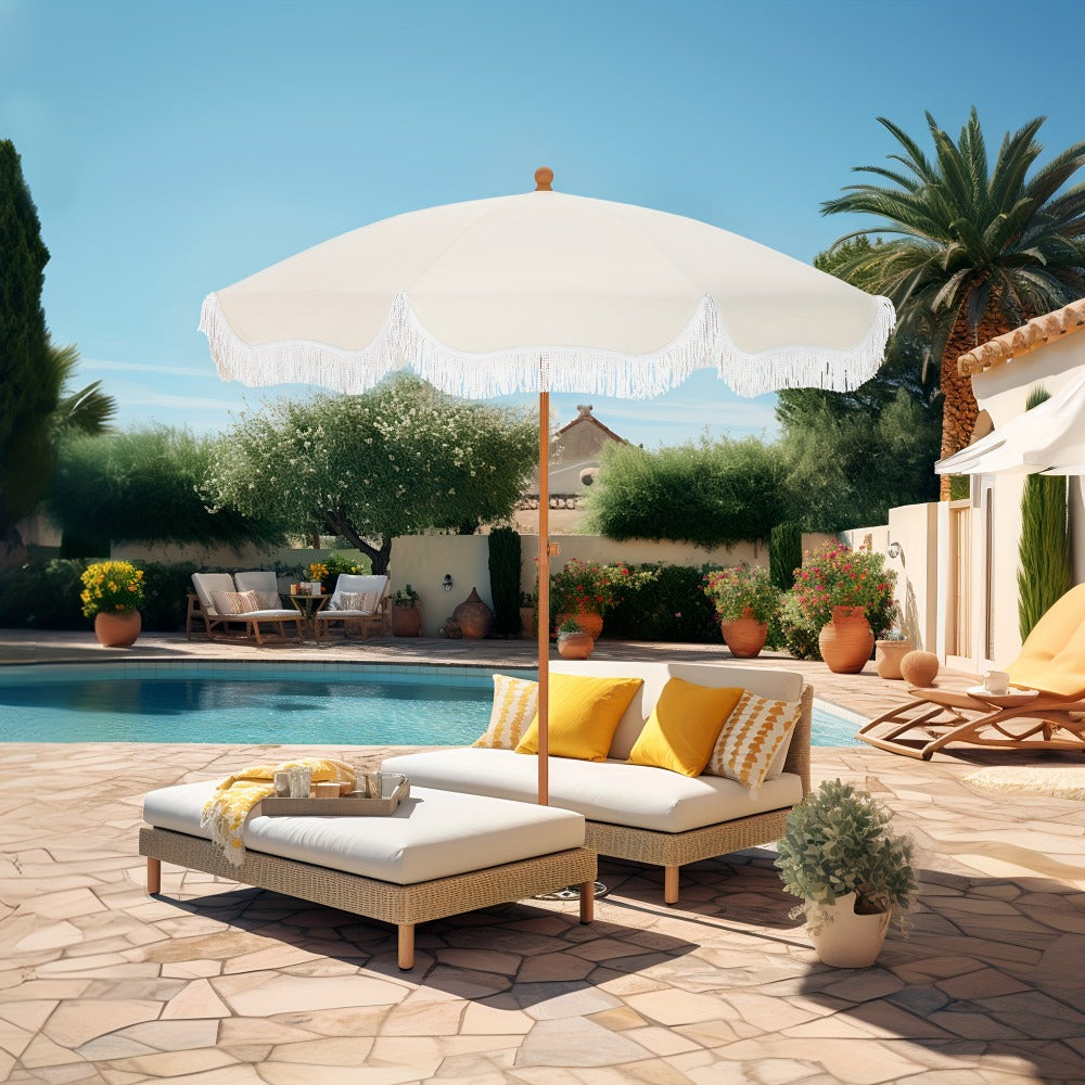 7-Foot Outdoor Umbrella with Carry Bag and UV Protection for Patio detail image - detail view 4