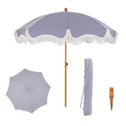 Outdoor Umbrella shown in the Navy-strip option