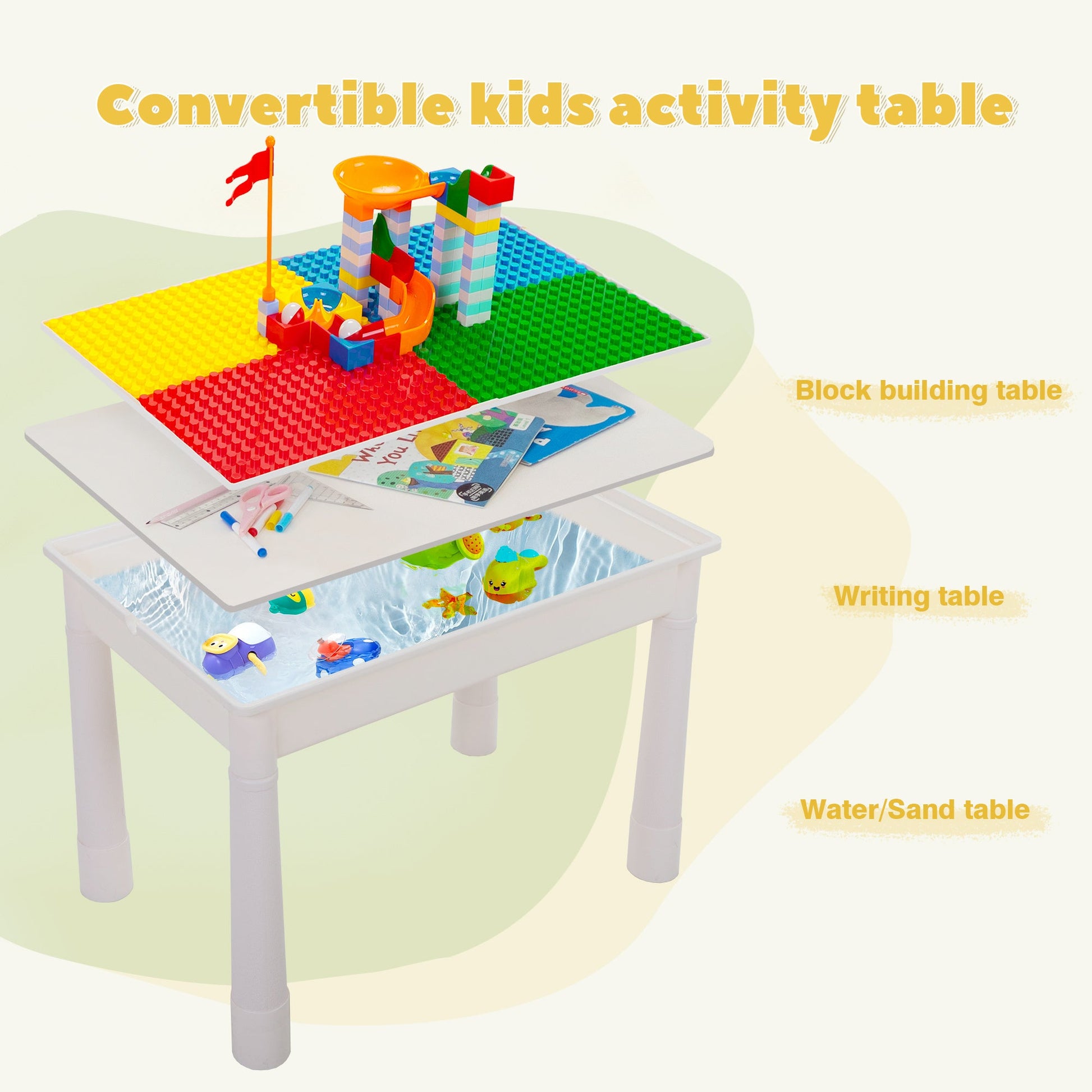 7-in-1 Kids Activity Table Set with Two Chairs Included for Kids' Room detail image - detail view 3