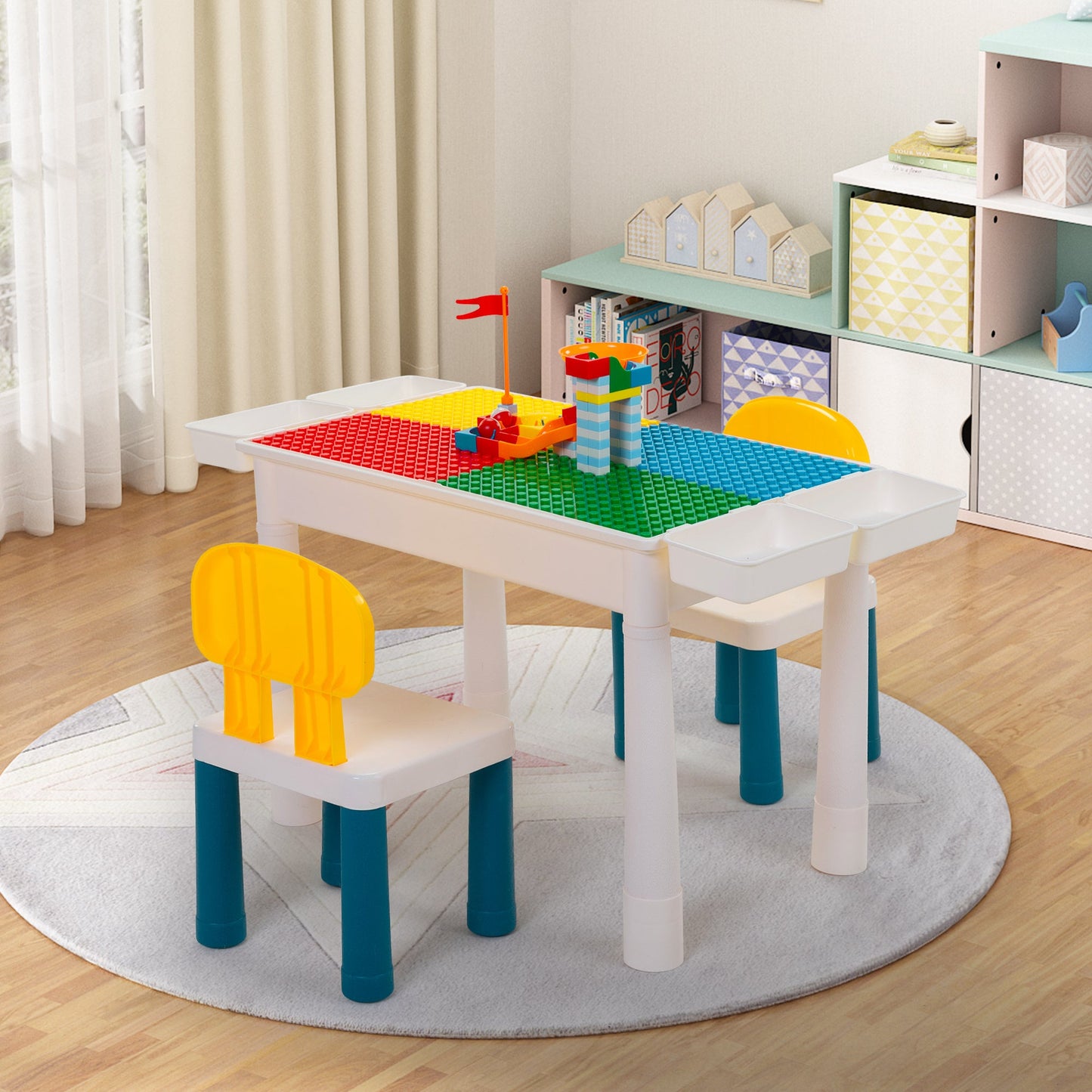7-in-1 Kids Activity Table Set with Two Chairs Included for Kids' Room detail image - detail view 6