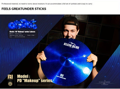 7-Piece Alloy Cymbal Set in Blue, Red or Black for Drum Practice detail image - detail view 12