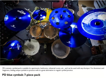 7-Piece Alloy Cymbal Set in Blue, Red or Black for Drum Practice detail image - detail view 14