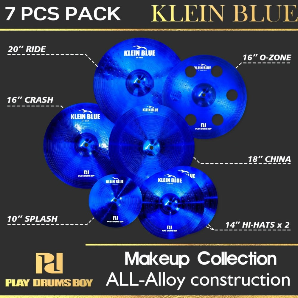7-Piece Alloy Cymbal Set in Blue, Red or Black for Drum Practice detail image - detail view 5