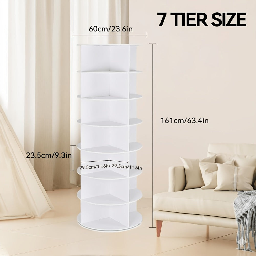 7-Tier 360° Rotating Shoe Rack with 360° Swivel for Organized Everyday Storage in Entryway detail image - detail view 5