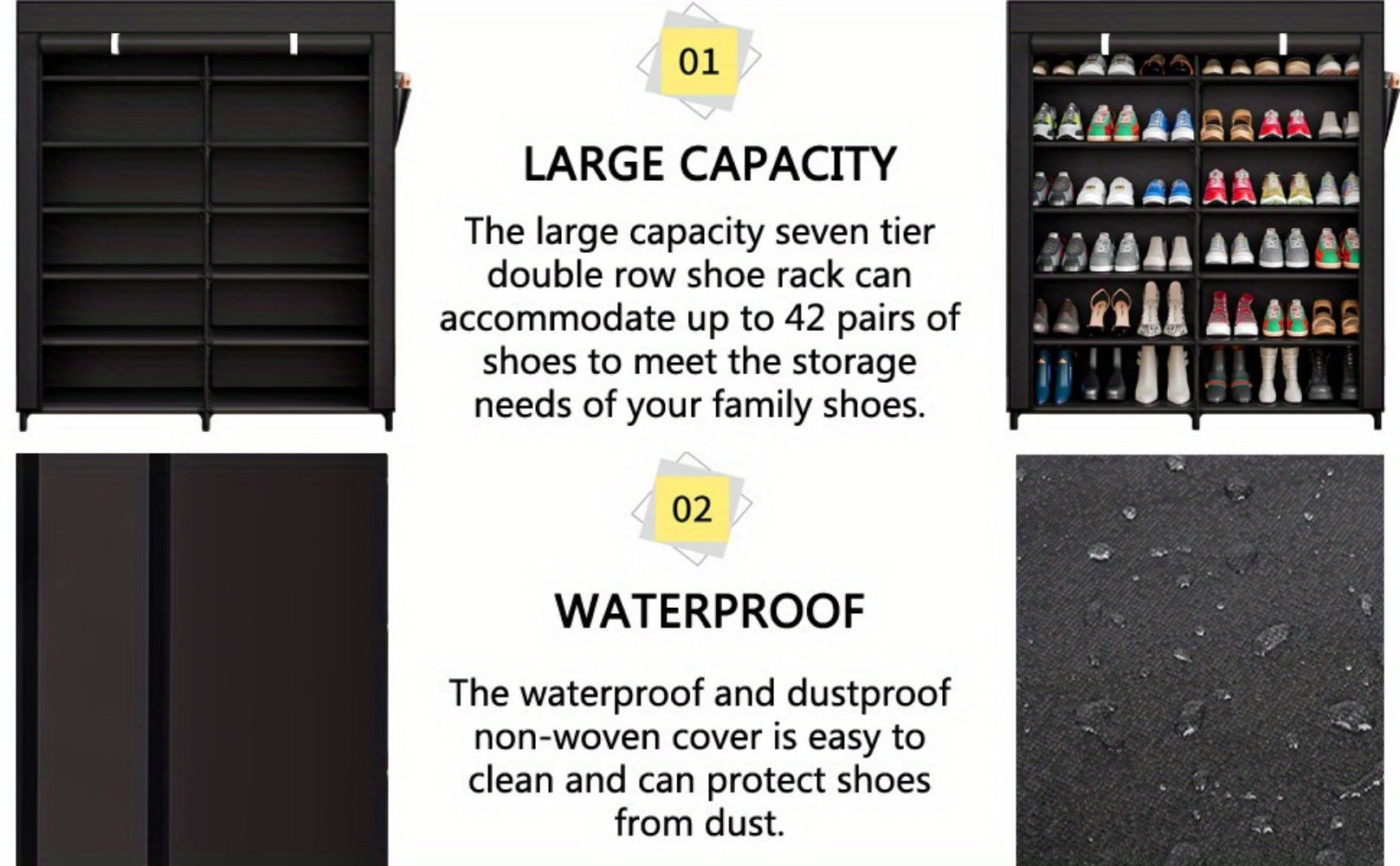 7-Tier Shoe Cabinet with Dustproof Cover and Tool-Free Assembly for Entryway detail image - detail view 13