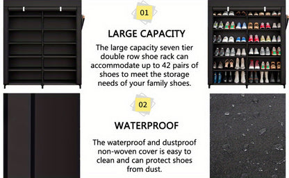 7-Tier Shoe Cabinet with Dustproof Cover and Tool-Free Assembly for Entryway detail image - detail view 13