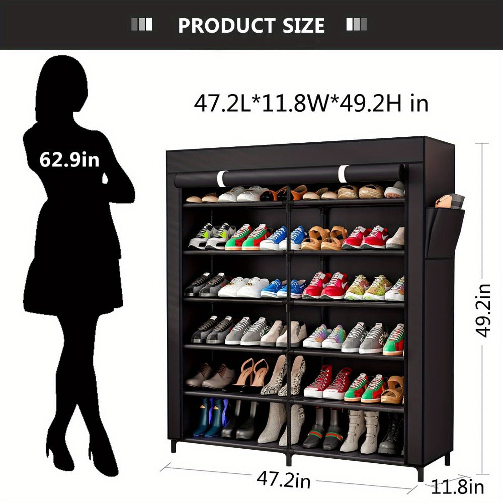 7-Tier Shoe Cabinet with Dustproof Cover and Tool-Free Assembly for Entryway detail image - detail view 7