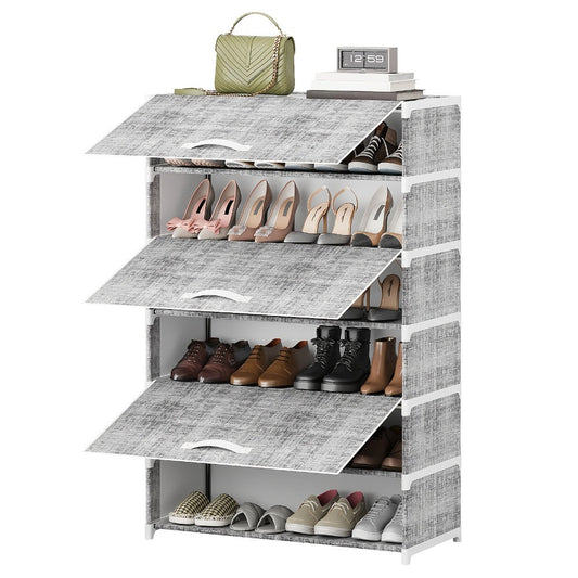 Shoe Rack, 7 Tier with Cover 6 Grids Flip Style Large Capacity Shoe Organizer Shelf shown in the main product view