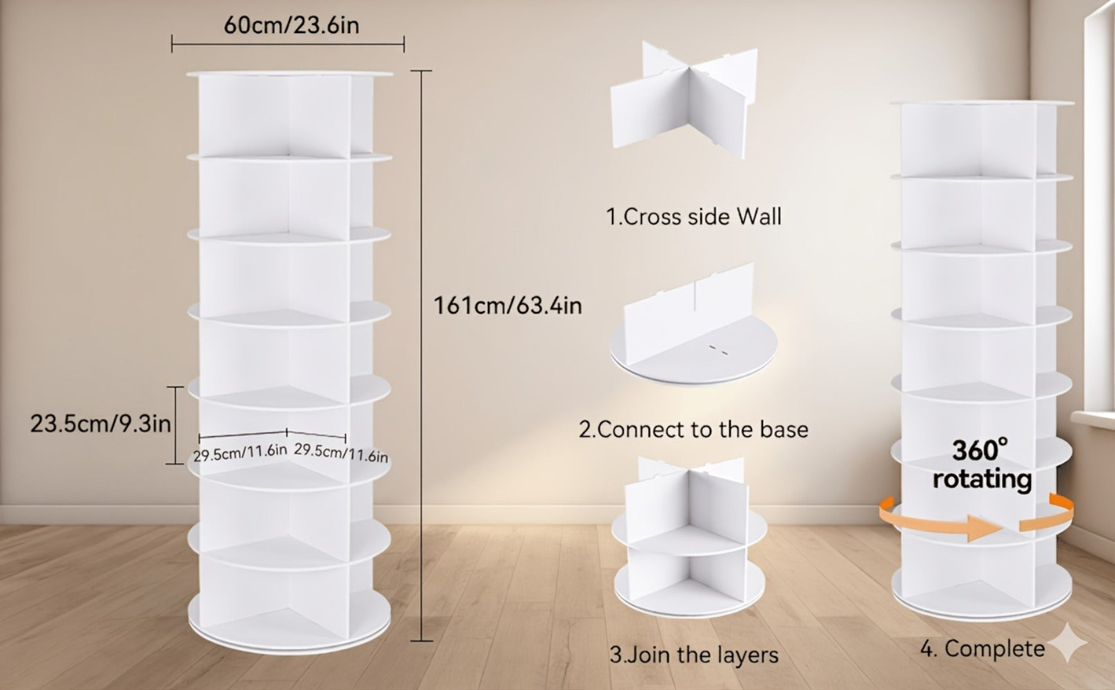 7-Tier Shoe Racks And Shoe Organizers with 360° Swivel for Entryway detail image - detail view 9